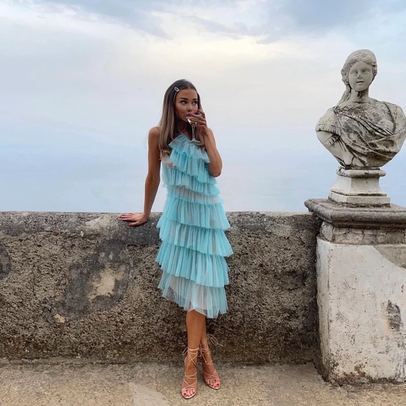 NWOT THE BAR Kai Dress in Amalfi Blue - Picture 2 of 9